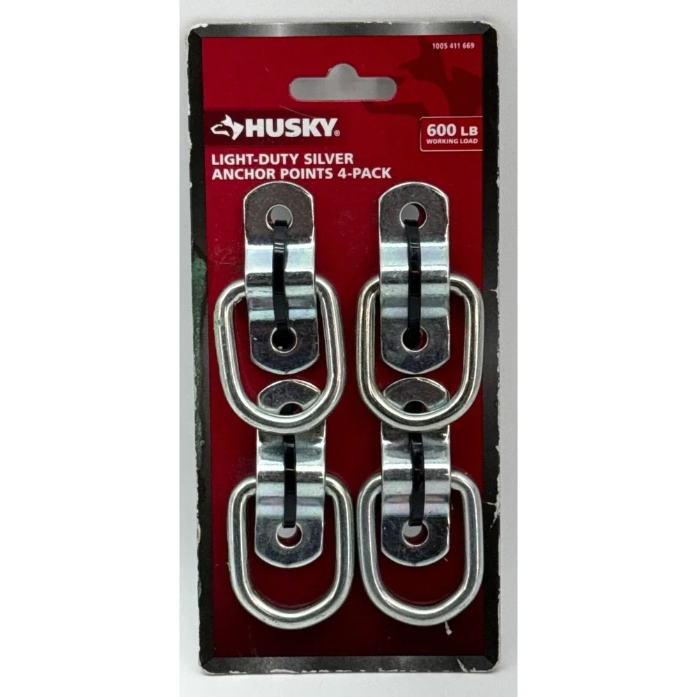 Husky Light Duty Silver Anchor Points 4 Pack 600 lb Working Load Tie Down Rings